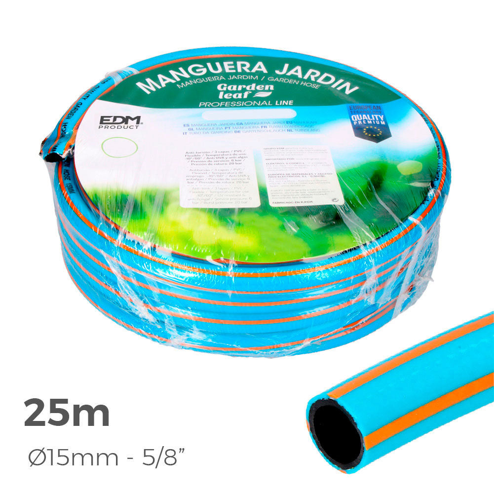 MANGUERA DE JARDIN ANTI-TORSION Ø INTERIOR 15mm Ø EXTERIOR 20mm (5/8") - ROLLO 25m