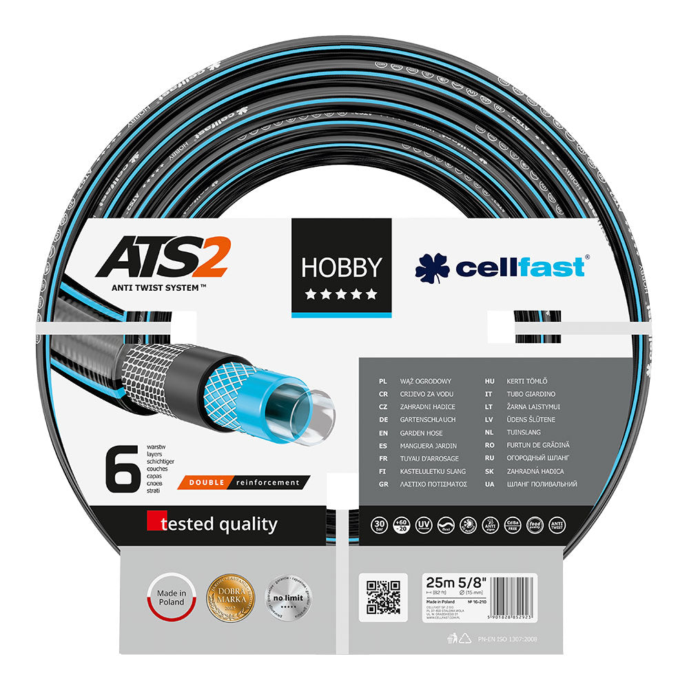 MANGUERA DE RIEGO DE 6 CAPAS HOBBY ATS2 DE 15 mm X 25 m CELLFAST